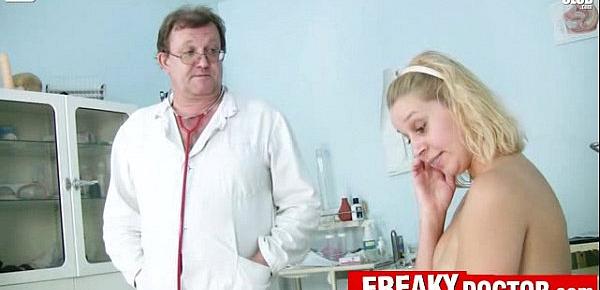  Czech blonde Tina hairy cunt gynecological exam